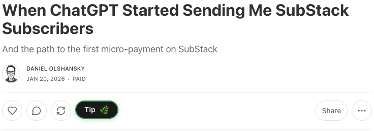 Tip button on Substack